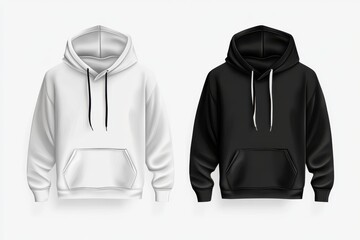 Stylish black and white hoodie illustration modern flat design in apparel