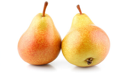 Two fresh ripe pears isolated on white