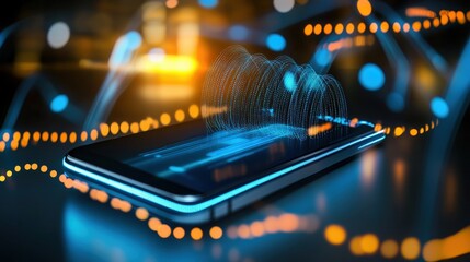 Innovative mobile technology showcasing digital connectivity urban setting digital art modern environment close-up view future concepts