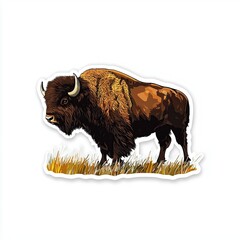 contour-cut sticker Bison aesthetic quality of the beautiful, 3d rendering, design sticker, vector art sticker, high resolution, detailed, on white background generated AI
