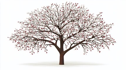 Obraz premium Winter tree berries snowy background design