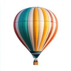 Naklejka premium A colorful hot air balloon floats gracefully through the blue sky, symbolizing freedom and adventure.