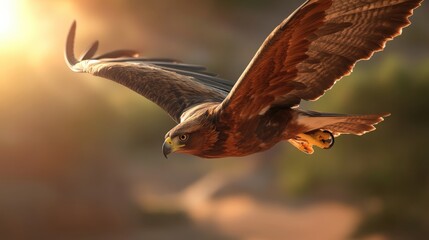 Fototapeta premium Majestic hawk soaring through sunlit skies nature's beauty wildlife photography open air captivating flight