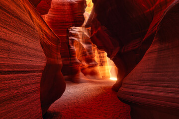 antelope canyon sunray in arizona near page - travel concept