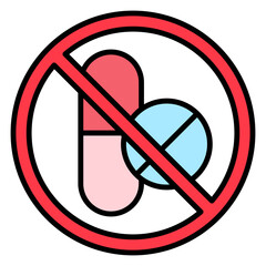 Illustration of No Drugs Sign Filled Icon