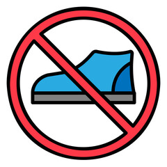 Illustration of No Shoes Sign Filled Icon
