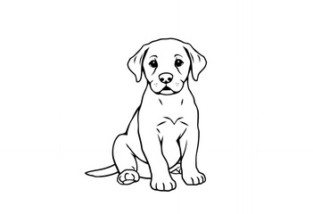 Obraz premium Sitting Puppy Dog Illustration Cute Pet Outline Image Black and White