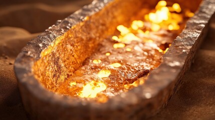 Fototapeta premium Molten metal pouring foundry industrial process workshop close-up transformation of raw material