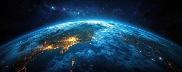Earth from Space Night View Asia City Lights