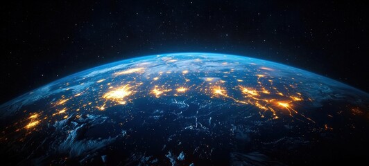Obraz premium Stunning Earth View from Space City Lights at Night
