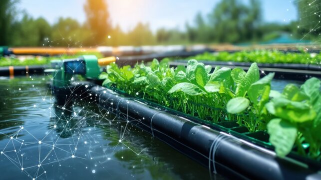 Hydroponic farming innovations urban gardens agriculture technology sustainable environment aerial view future food production