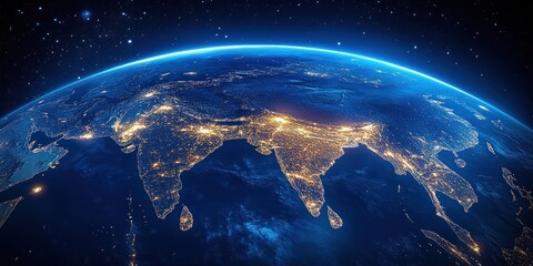 Obraz premium Earth View from Space with India City Lights at Night
