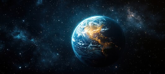 Obraz premium Stunning Earth from Space High Contrast Digital Art Vibrant Colors Background