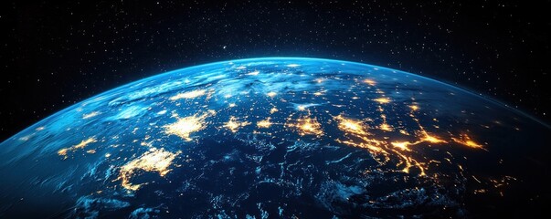 Obraz premium Earth at Night with City Lights Above America and Surrounding Regions