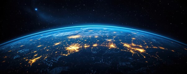 Obraz premium Earth at Night - Vibrant Eastern Asia City Lights from Space