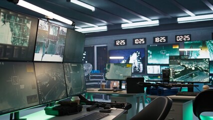 Cutting edge gear in army command center housing operational missile defense system. Armed forces...