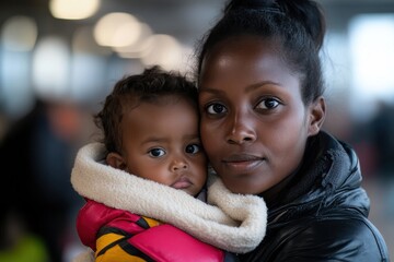 This image beautifully illustrates the bond between a mother and her child, both enveloped in warmth and a soft blanket, showcasing love and connection.