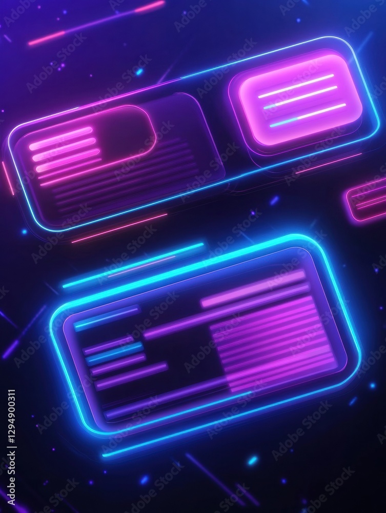 Aufkleber Colorful floating message bubbles in a vibrant social media chat interface at night. Generative AI