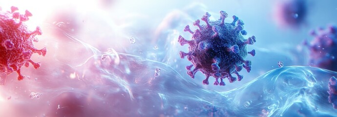 Surreal Neon Blue COVID-19 Virus Illustration Dynamic Composition Pandemic Disease Health Science