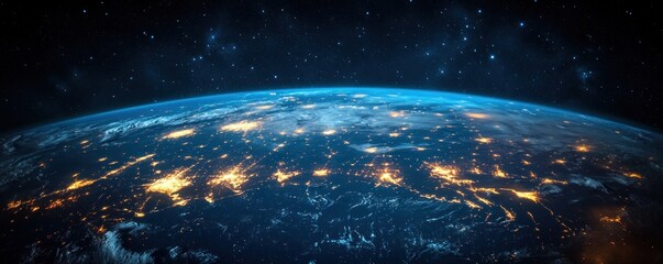 Obraz premium Earth from Space at Night with City Lights in Asia