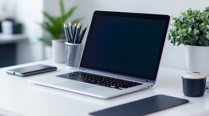 Fototapeta premium Modern Workspace Laptop Setup