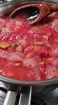 Cozinhando Doce Caseiro de Goiabada Casc&atilde;o. Goiaba Vermelha - video vertical 