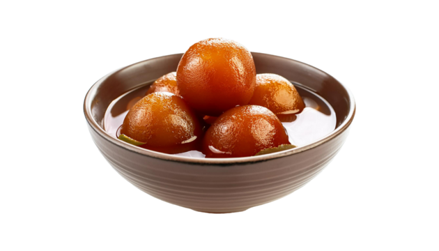 Gulab Jamun in a Bowl, Transparent Background