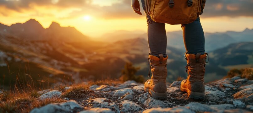 Embracing adventure a backpackers journey at sunset