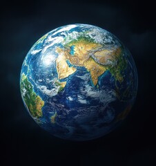 Hyper-realistic Earth Globe from Space Showing Continents Oceans and Atmosphere