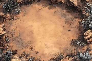 Digital Battle Map Game Terrain Top View Brown Earth Surface With Rough Texture And Isolated Background