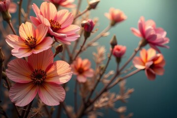 Fototapeta premium Dried flower arrangement, ethereal glow Muted tones, gentle light , summer, simple, muted tones