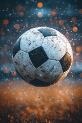 Naklejka premium People playing soccer game in field.