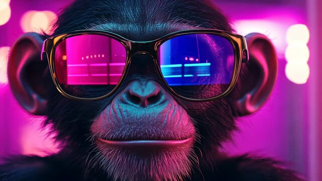 Cool Chimp in Neon Sunglasses