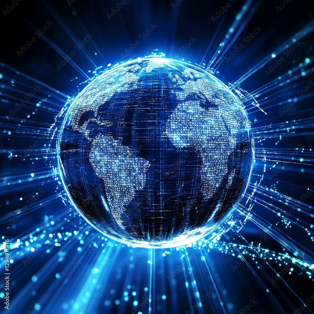 Fototapete global network: a dazzling display of connectivity, innovation, and a glimpse into the future of a c