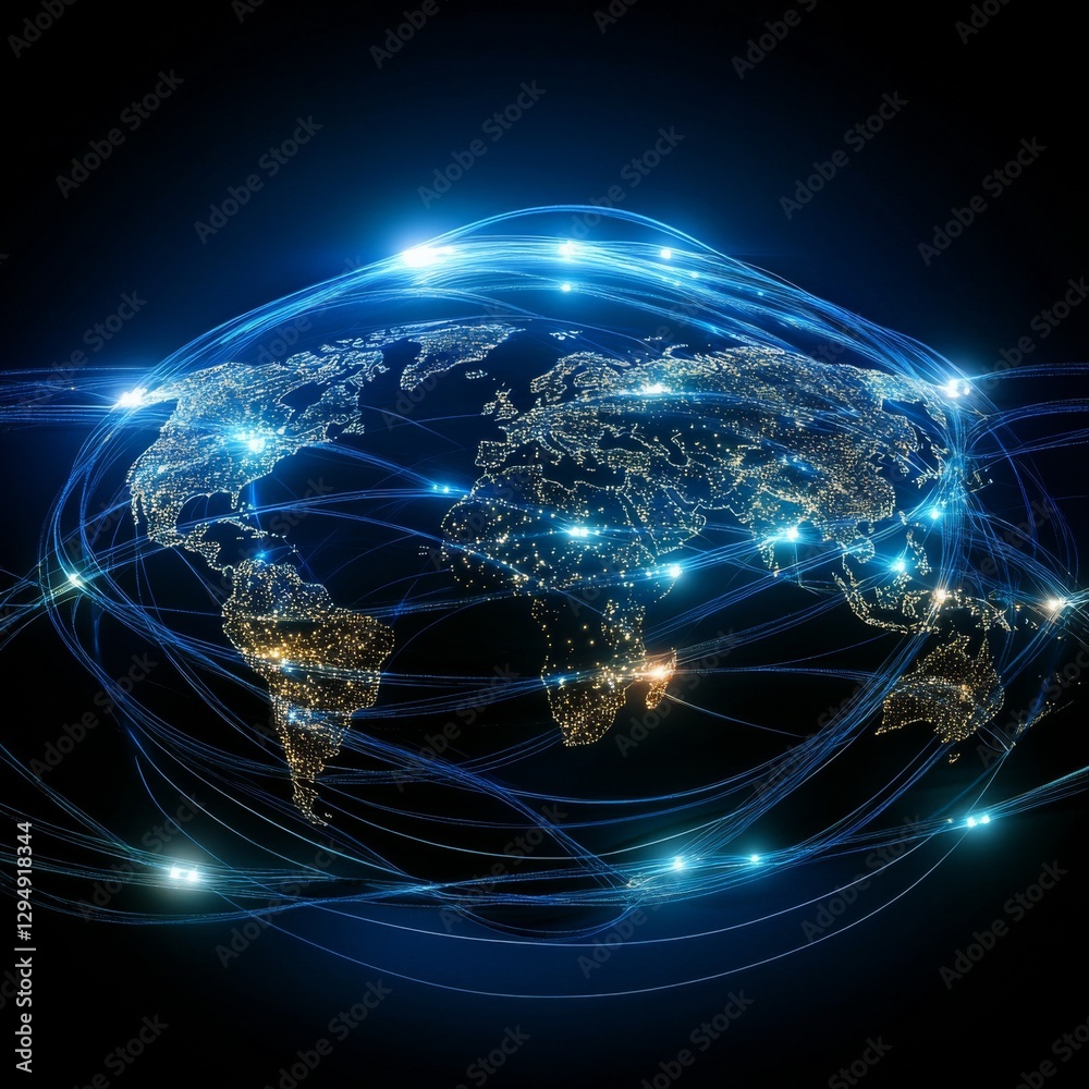 Leinwandbilder global network connectivity: a visual representation of digital connections across the world