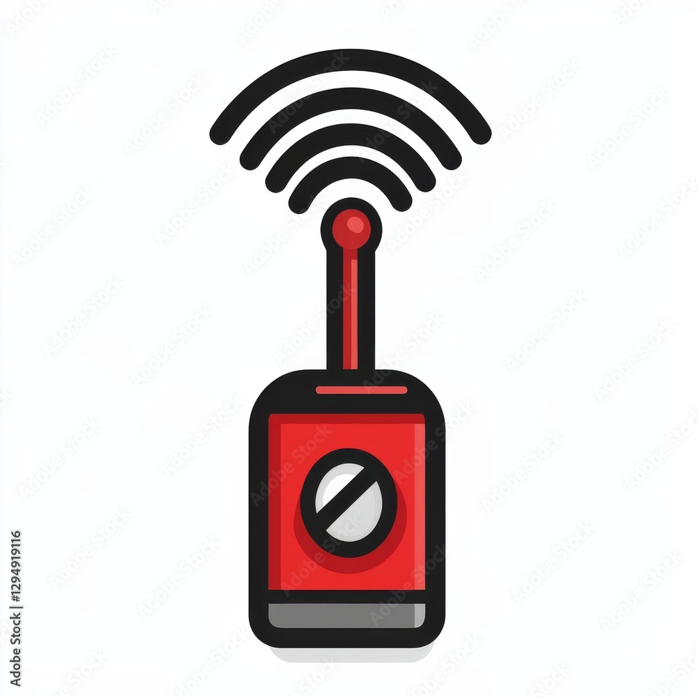 Aufkleber red remote control with signal icon: a vector illustration of technology and wireless connectivity, 