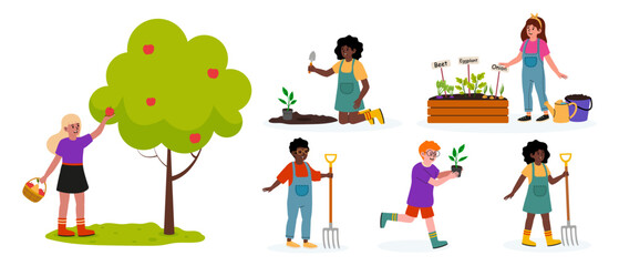 Children participate in gardening activities to learn about plants and nature