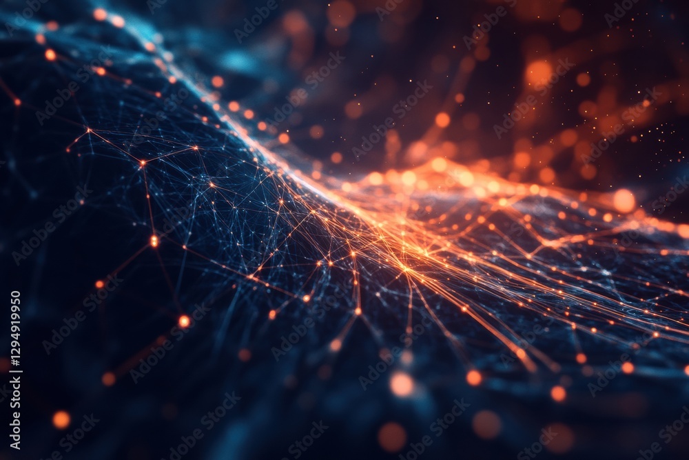 Poster Glowing handshake symbolizes abstract business connection with lines of communication in a digital environment. Generative AI