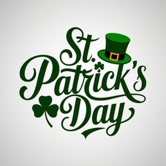 St Patrick's day concept, Saint Patrick's day Holiday, Festive St Patrick s Day Design Green Typography with Shamrock and Leprechaun Hat