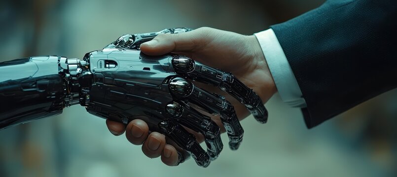 Futuristic humanrobot partnership a symbolic handshake