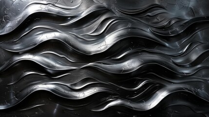 Platinum Waves on Charcoal Gray Background