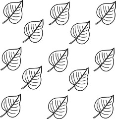 Leaf icon seamless pattern. Set of various leaves. Hand drawn leaves design