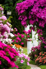 Obraz premium Beautiful garden with colorful flowers.