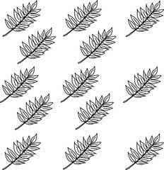 Leaf icon seamless pattern. Set of various leaves. Hand drawn leaves design