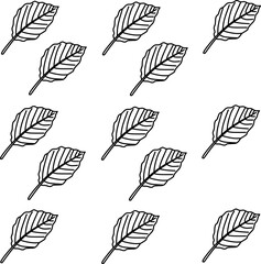Leaf icon seamless pattern. Set of various leaves. Hand drawn leaves design