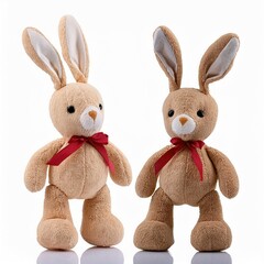 Obraz premium Plush bunny toys in different poses on - Toy, Cute, Soft