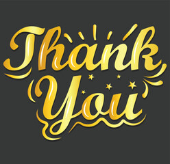 Thank You. Poster with hand drawn lettering with golden gradient effect for Thanksgiving Day. Thank You calligraphy. thank you card template. Vector illustrator