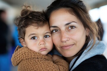 A heartwarming embrace between a mother and her child, emphasizing their connection and the comfort found in their relationship during a moment of vulnerability and security.