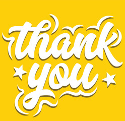 Hand written lettering Thank you. Colourful greeting calligraphy quotes.Text for postcard, invitation, T-shirt print design, banner, poster, web, icon isolated vector. Thanksgiving banner calligraphy.