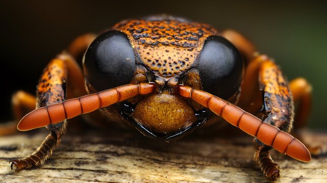 Extreme Closeup of a Brown and Orange Wasp
